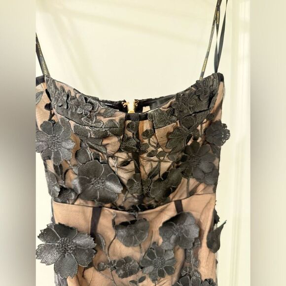 NWOT Bronx and Banco Jasmine Floral-Embroidered Sheer Maxi Dress Black - Picture 9 of 16